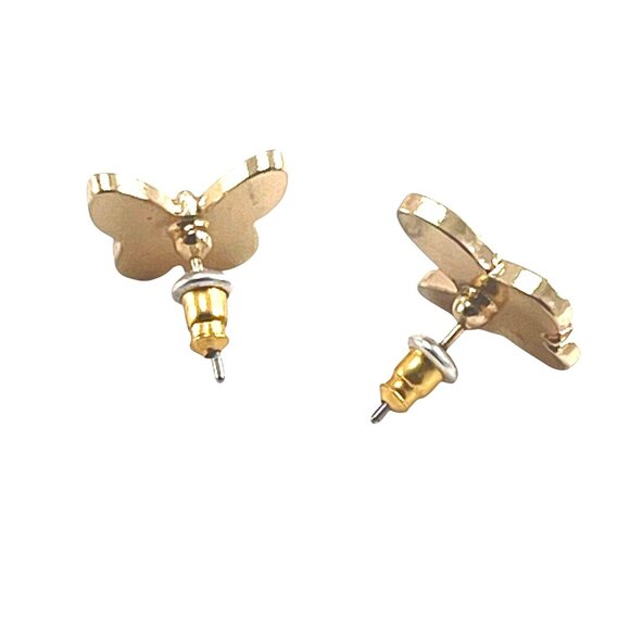 Butterfly Enamel Stud Earrings Pink & White - Picture 5 of 8